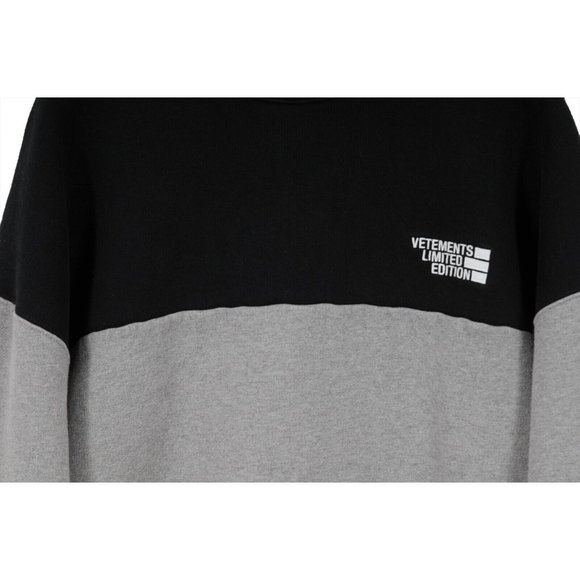 Vetements Mens Limited Edition Logo Sweatshirt Size Small Grey Black Colorblock - Picture 2 of 8